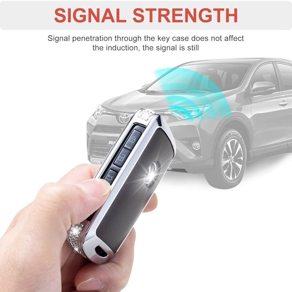 Black Leather Crystal Key Fob Cover Case for Mazda 3 CX-5 CX-30 CX-10 2019-2022 - Picture 4 of 7